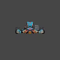 Stylish Blue Racing Kart Featuring Colorful Graffiti Black Seat And Wheels