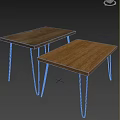 Two Wooden Top Metal Leg Stools Against Grey Wall On Wooden Floor