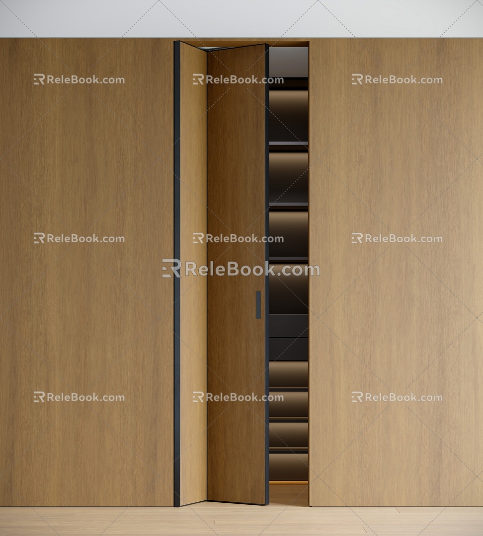 Modern Folding Door Wooden Door Partition Door Cloakroom Folding Door Wardrobe 3d model