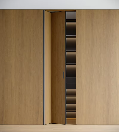 Modern Wooden Folding Door Interior Design With Sleek Frame And Space Saving Feature 3d model
