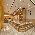 Modern Dessert Shop Interior Design With Glass Display Cases Fresh Pastries And Warm Lighting