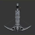 Futuristic Silver Metallic Weapon With Advanced Bow Shaped Structural Mechanical Design 3d model