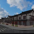 Traditional Chinese Ancient Architecture With Classic Roof Wooden Structure and Streetside Buildings