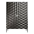 Modern 3D Textured Wardrobe Featuring Geometric Pattern And Metal Legs Design 3d model
