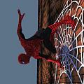 Spider Man Crawling On Brick Wall With Intricate Spider Web Design 3d model
