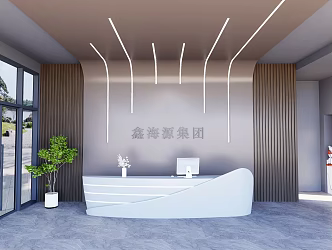 Modern Front Office Front Desk 3d model