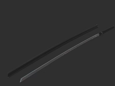 Traditional Japanese Katana Weapon With Sharp Steel Blade And Black Sheath 3d model