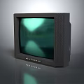 Vintage CRT Television With Green Screen Display On Smooth Surface