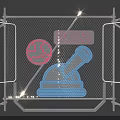 Neon Themed Design Featuring 2022 Globe And Microphone With Metal Frame Mesh Structure