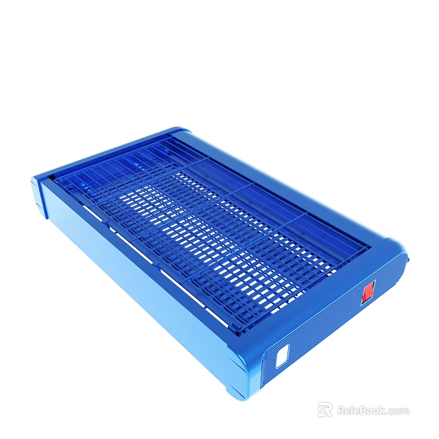 Durable Blue Plastic Tray With Ventilated Grid Design For Storage Organization 3d model