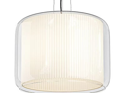 Hanging Modern Transparent Glass Chandelier With Vertical Stripes Round Shade And Soft Lighting 3d model