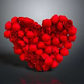 Red Roses Formed Into Heart Shaped Floral Arrangement For Decor