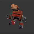 Red Computer Robot With Square Body Black Eyes Gray Arms Red Legs And Yellow Top