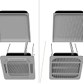 Modern White Air Conditioner Fan With Embedded Grille Design And Multiple Views