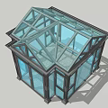 Other Glass Structure With Double Doors Windows And Triangular Roof Design 3d model