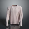 Light Pink Long Sleeved Sweater With Round Neck And Cable Knit Texture
