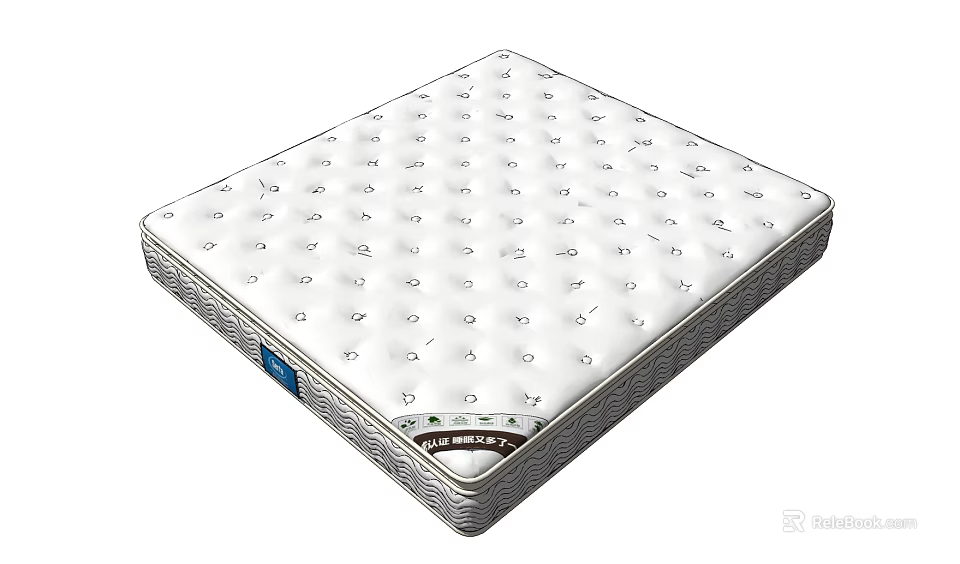 Supportive White Spring Mattress With Patterned Surface And Quality Comfort Design 3d model 