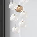 Modern Decorative Chandelier With Transparent And Brown Glass Spheres Hanging Design
