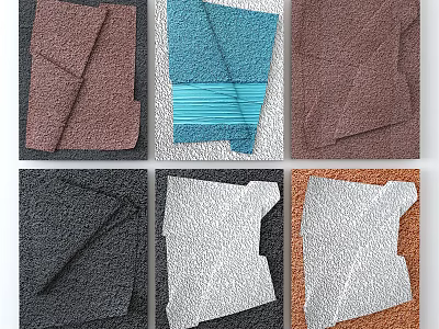 Various Colored Textured Wall Decor For Home Interior With Different Patterns 3d model
