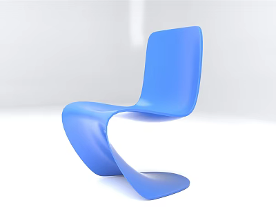 Modern Blue Curved Single Chair Design With Sleek Lines In White Background 3d model