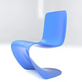 Modern Blue Curved Single Chair Design With Sleek Lines In White Background