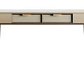 Modern Desk With Two Drawers Light Wooden Top And Dark Slim Legs