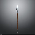 Traditional Ancient Weapon With Metal Spearhead Wooden Shaft Sharp Pointed Design