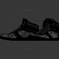 Stylish Black High Top Lace Up Shoes With Shiny Finish And Casual Design