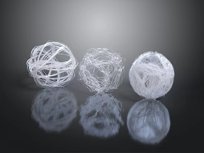 Spherical Organ Structures With Transparent Netlike Fibrous Hair Texture Design 3d model