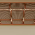 Wooden Ceiling Design With Decorative Perforated Panels And Grid Frame 3d model