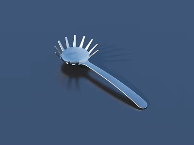 Stainless Steel Pronged Kitchen Utensil Set With Shiny Reflective Surface And Modern Design 3d model