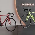 Red and Neon Green Poliform Road Bikes with Curved Handlebars Displayed in Modern Setting