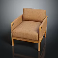 Brown Leather Single Seater Sofa With Wooden Frame And Modern Minimalist Design