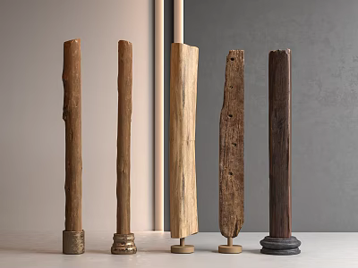 Quiet Column Old Wooden Column Old Wooden Column Flower Pot Column 3d model