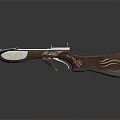 Classic Crossbow Design Featuring Silver Metal Frame And Carved Wooden Grip