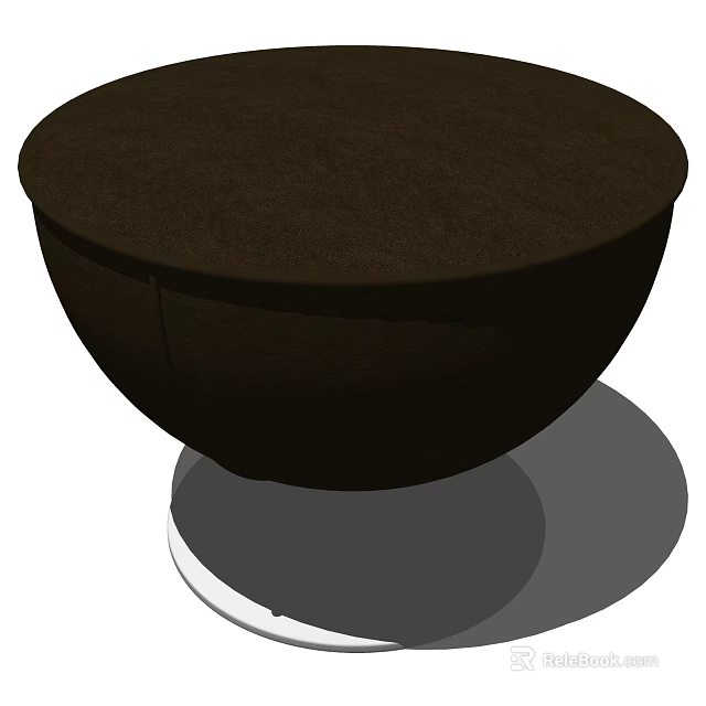 Dark Brown Round Wooden Sofa Stool With Circular Base And Smooth Surface 3d model