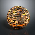 Textured Brick Sphere With Orange Brown Bricks And Smooth Round Shape On Dark Background 3d model