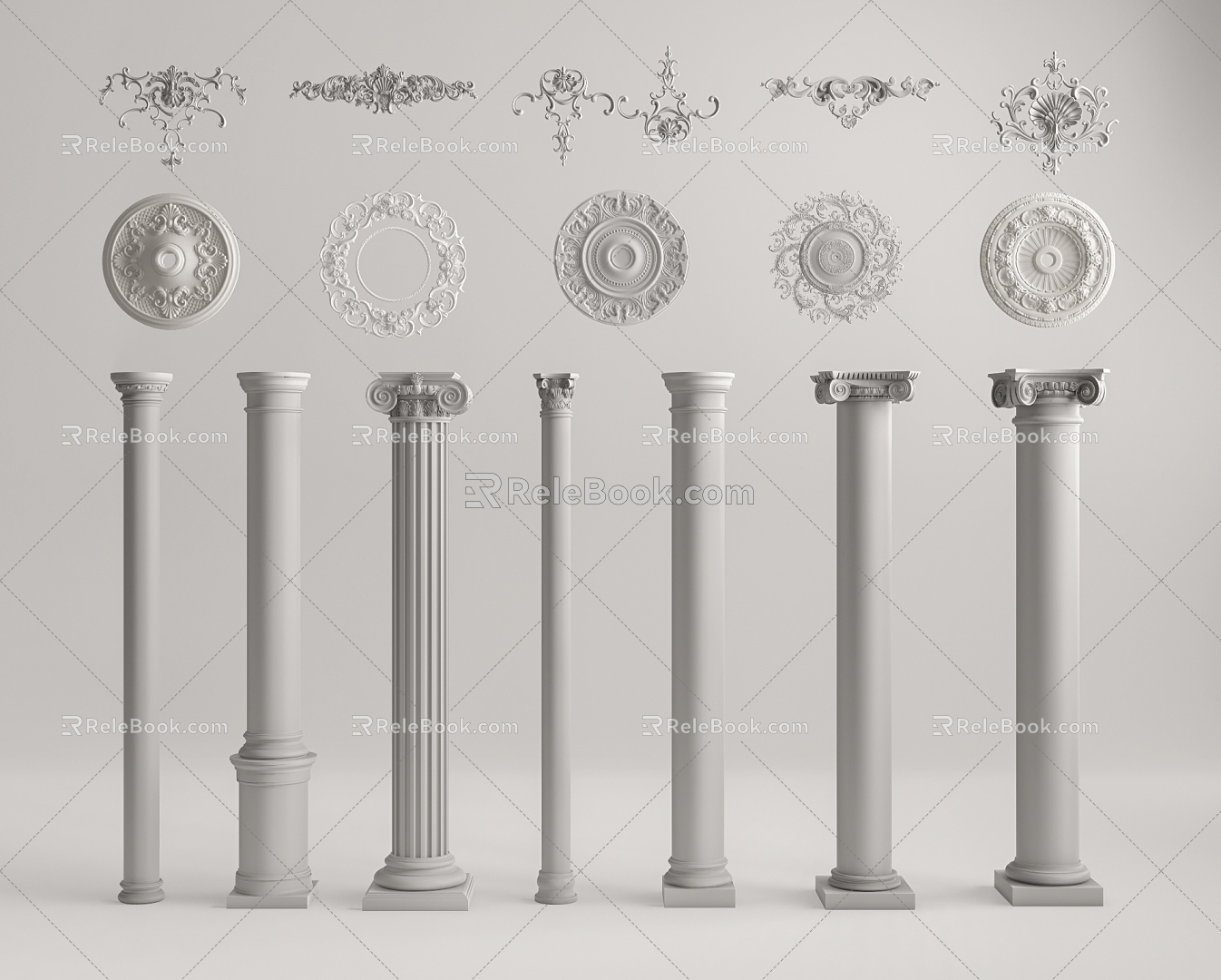 European Roman Column Roman Column Combination Column Carved Lamp Plate model