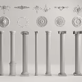 European Roman Column Roman Column Combination Column Carved Lamp Plate 3d model