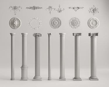 European Roman Column Roman Column Combination Column Carved Lamp Plate 3d model