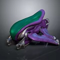 Futuristic Purple And Green Mechanical Structure With Curved Green Top And Metallic Supports
