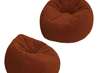 Two Brown Plush Bean Bag Chairs For Comfortable Living Room Seating 3d model