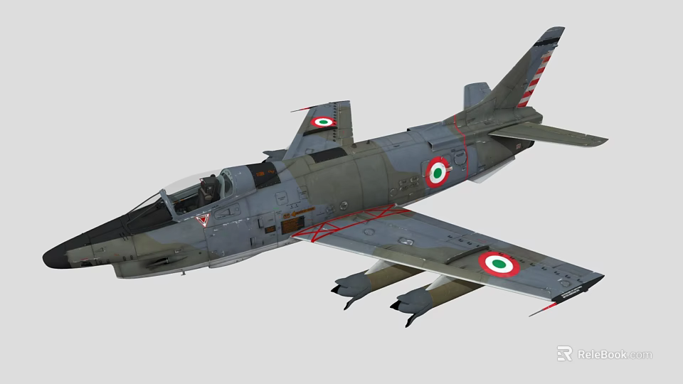 Military Fighter Jet With Camouflage Paint And Weapons Under Wings In Flight 3d model 