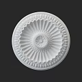 White Decorative Ceiling Medallion With Intricate Floral Center And Ornate Patterns