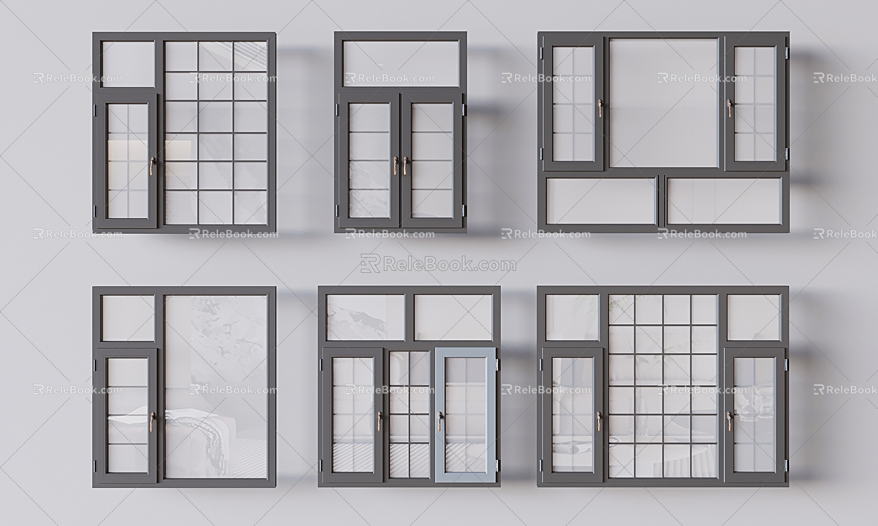 Modern window casement window broken bridge aluminum glass casement window 3d model