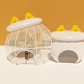 White Cartoon Shaped Kids Play Equipment With Yellow Decorations And Mesh Structure
