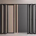 Modern Folding Doors Featuring Black Metal Frame And Glass Panels 3d model