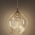 Modern Transparent Glass Pendant Light With Elegant Curved Shape And Bulb