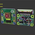 Raspberry Pi Camera Module And Black Circuit Board With Electronic Components And Mounting Holes