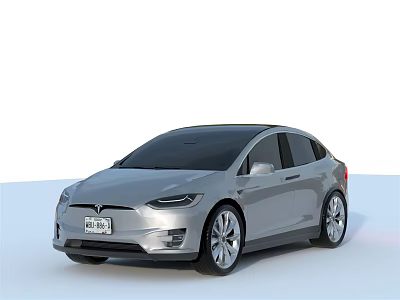 Tesla Model X Silver Car With Modern Design Sleek Body And Alloy Wheels 3d model